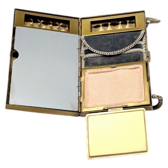 MCM Mother of Pearl Maudiere Compact Gold Tone Metal Rectangle 5.5 inch w Comb - Picture 4 of 16